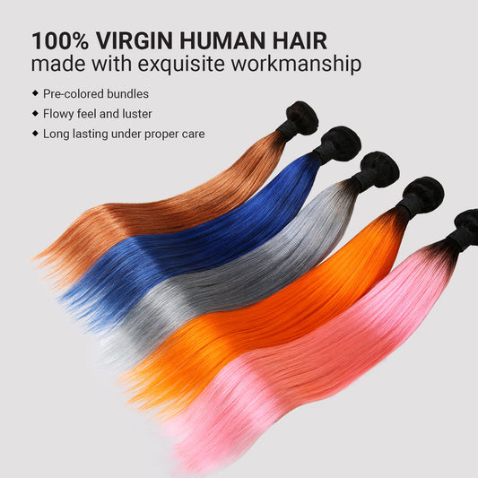 Uniq Hair 100% Virgin Human Hair Brazilian Bundle Hair Weave 9A Straight #OTORANGE Find Your New Look Today!